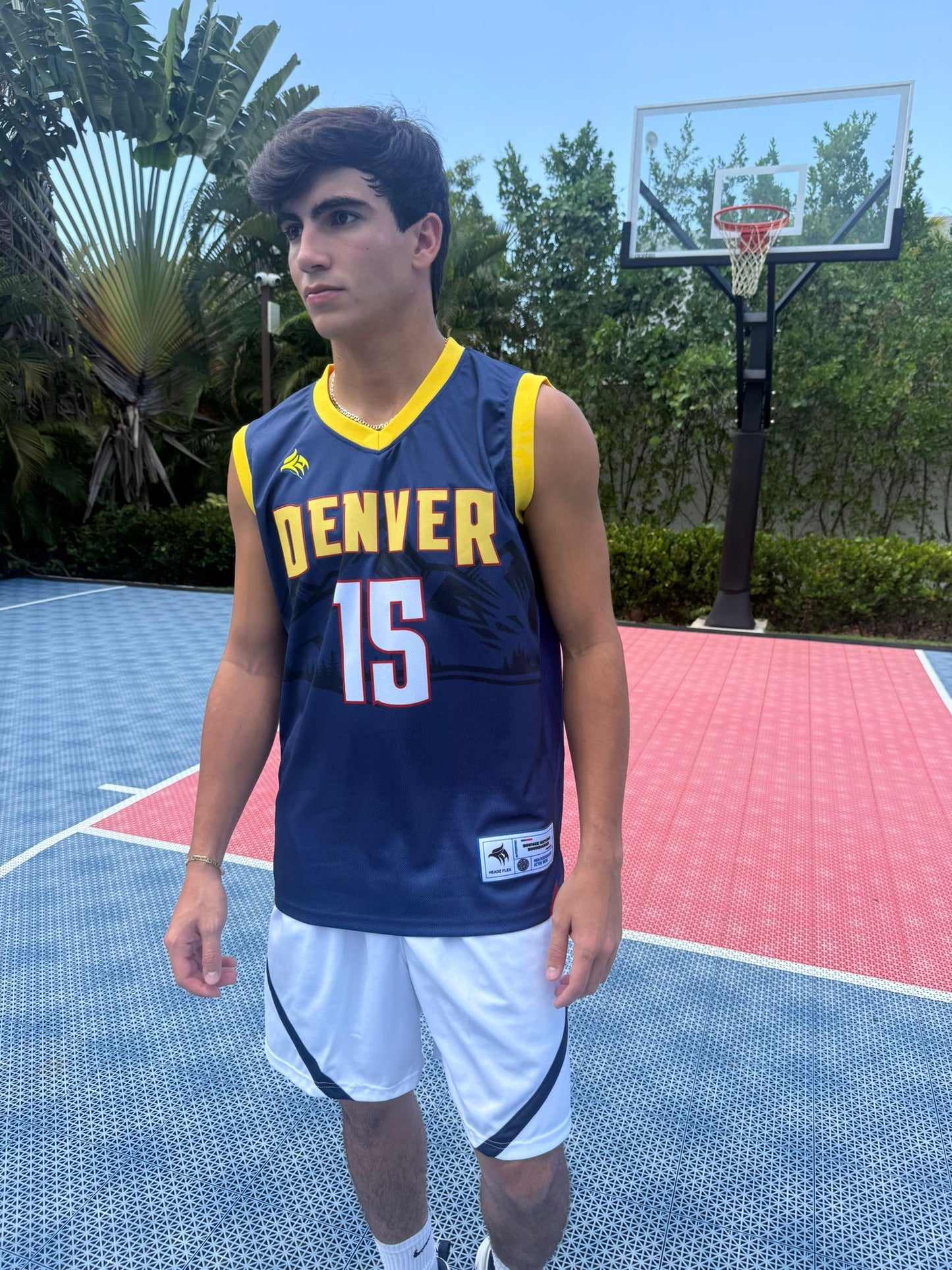 Denver Blue Basketball Jersey #15 – Lightweight, Breathable, Streetwear Style for Men & Youth