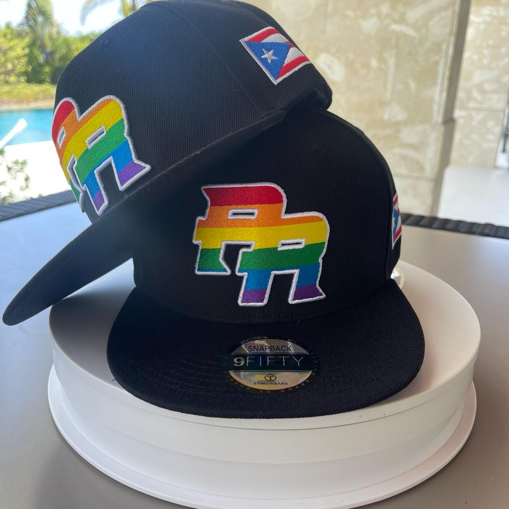 LGTBQ PR Rainbow Cap Embroidery Flatbill Snapback Cap with Puerto Rico Flag