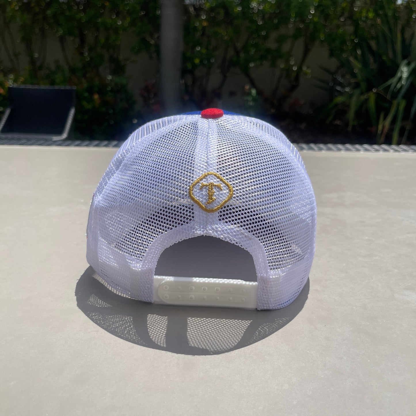 TAINOWEARS Puerto Rico Star Embroidered Trucker Hat curved brim white blue red Trucker hat