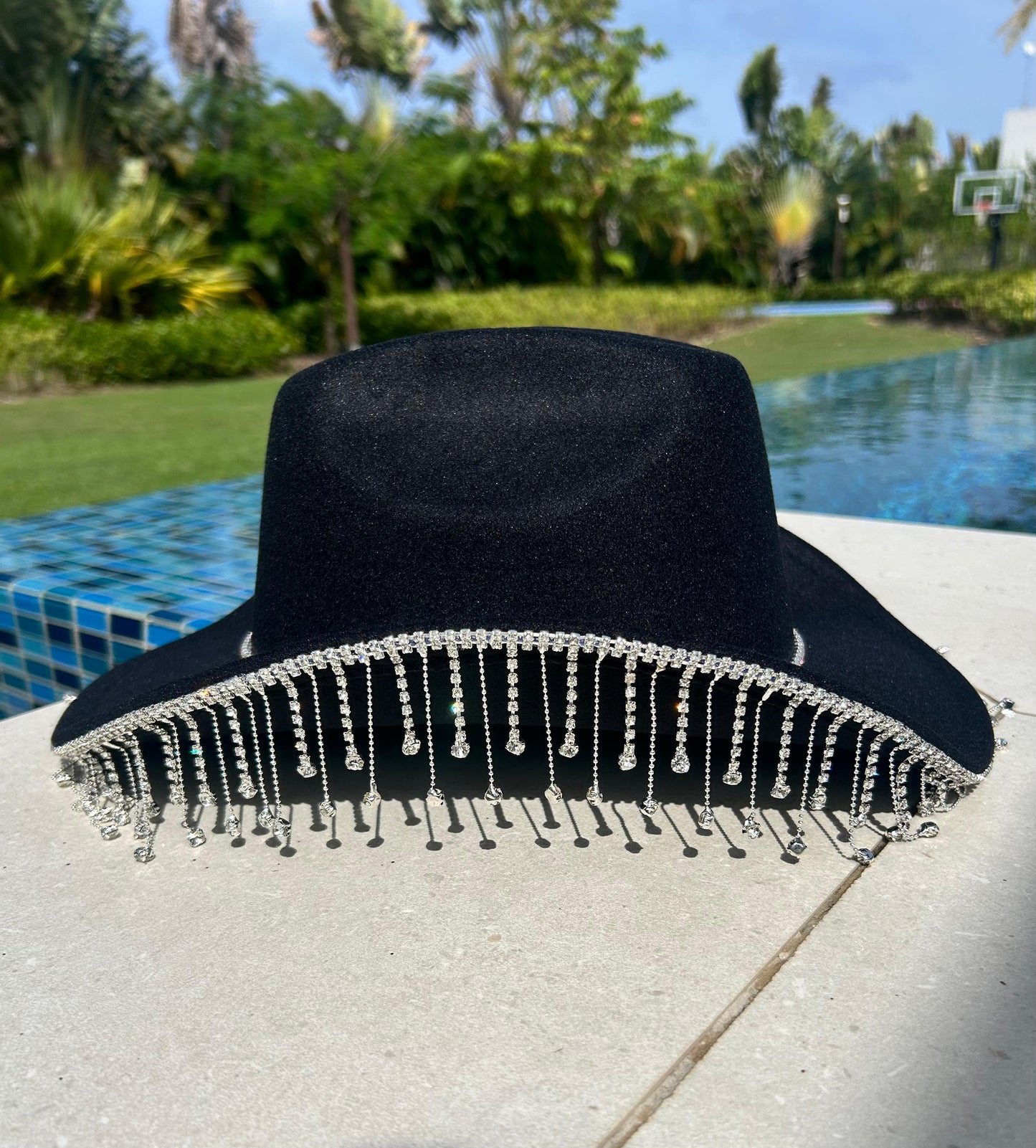 Tainowears Cowboy Black Diamonds hat, white wool for women, Bride Gift,  Custome