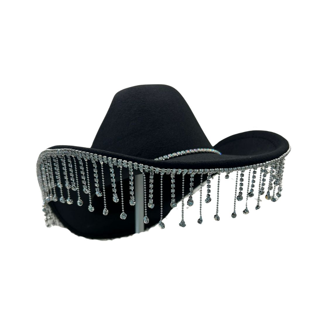 Tainowears Cowboy Black Diamonds hat, white wool for women, Bride Gift,  Custome