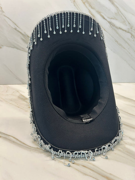 Tainowears Cowboy Black Diamonds hat, white wool for women, Bride Gift,  Custome