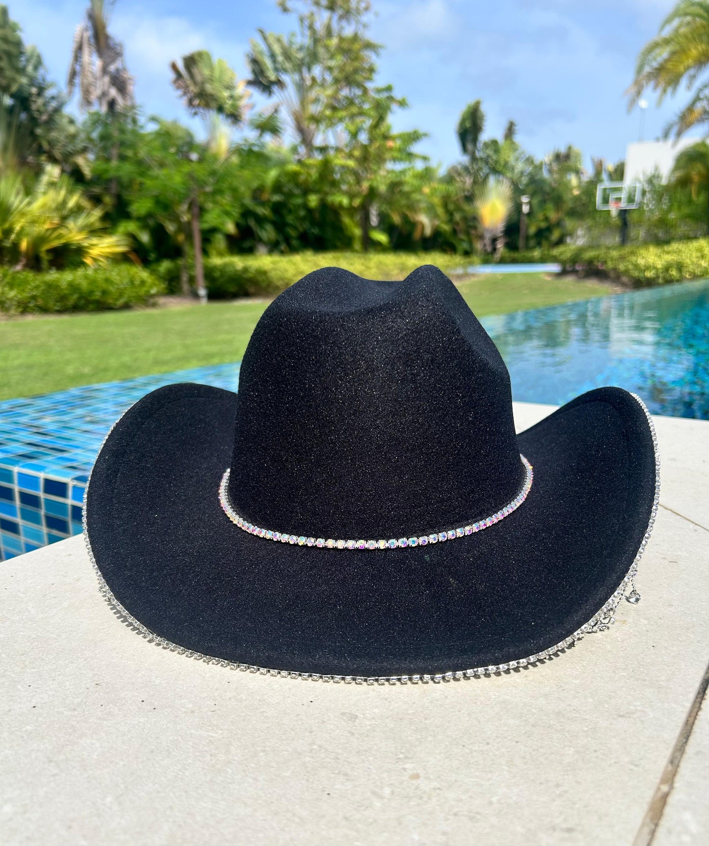 Tainowears Cowboy Black Diamonds hat, white wool for women, Bride Gift,  Custome