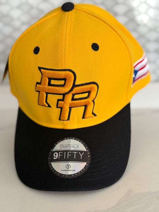 Puerto Rico PR 5D Embroidered Snapback – Curved Brim Yellow Black