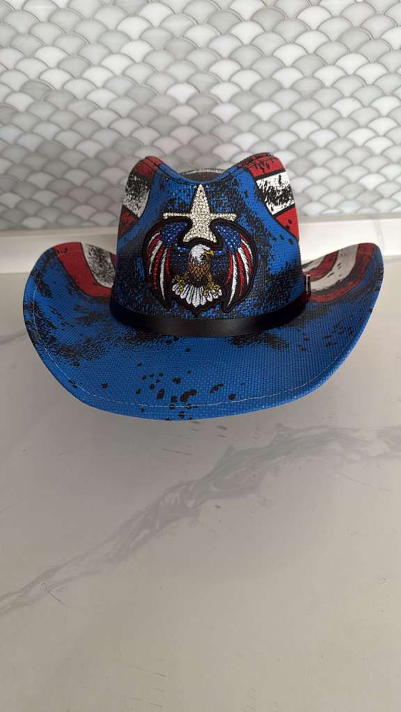 American Eagle Rhinestone Cowboy Hat – Patriotic Western Festival Hat