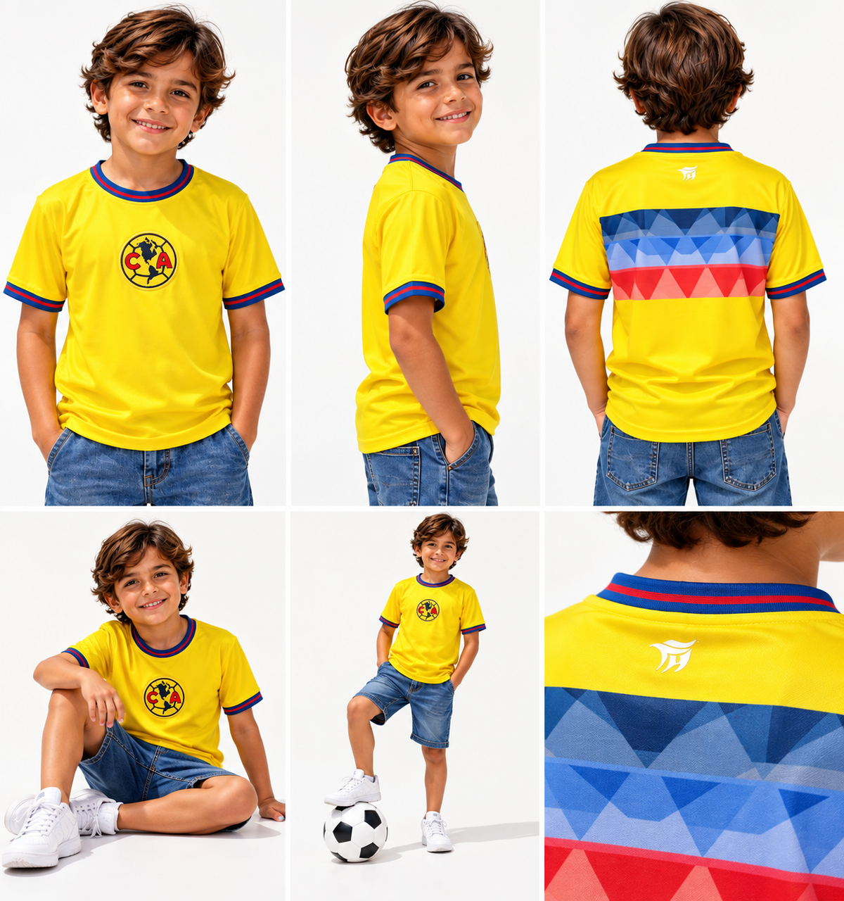 Mexico Golden Spirit Kids Jersey – Yellow Polyester Youth Shirt Description