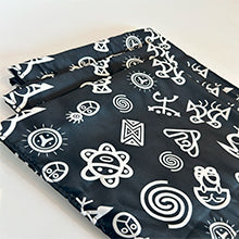 Taino Symbols Bandana – Black & White Head Wrap | Indigenous Puerto Rico Heritage Scarf for Men & Women