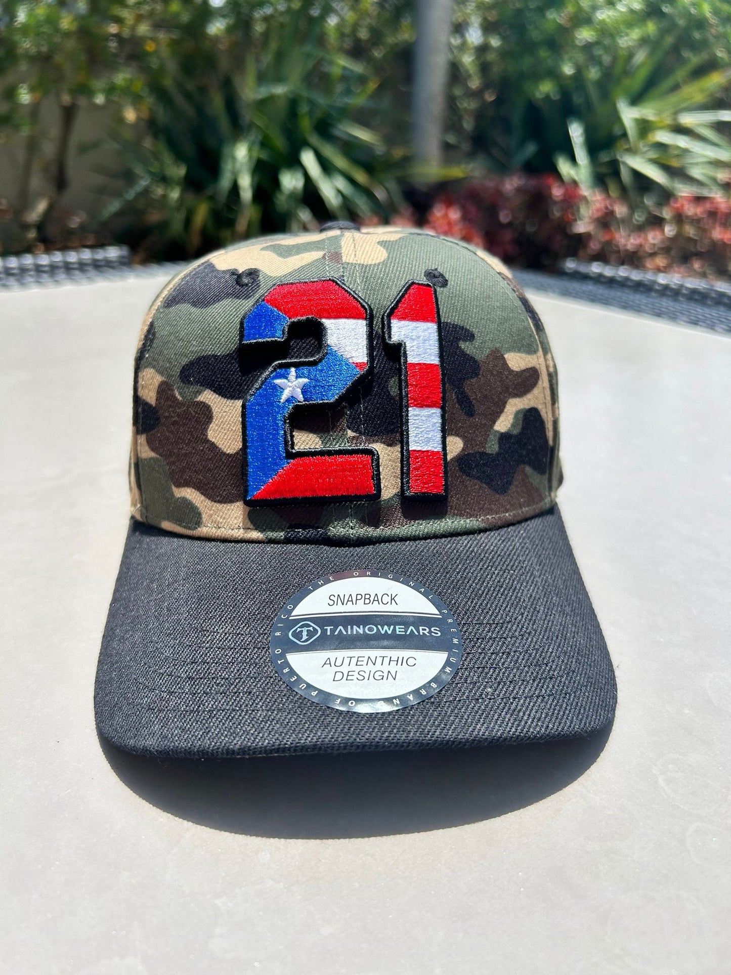 TAINOWEARS Puerto Rico Camouflage Trucker Hat – PR Embroidery, Adjustable, Puerto Rican Flag