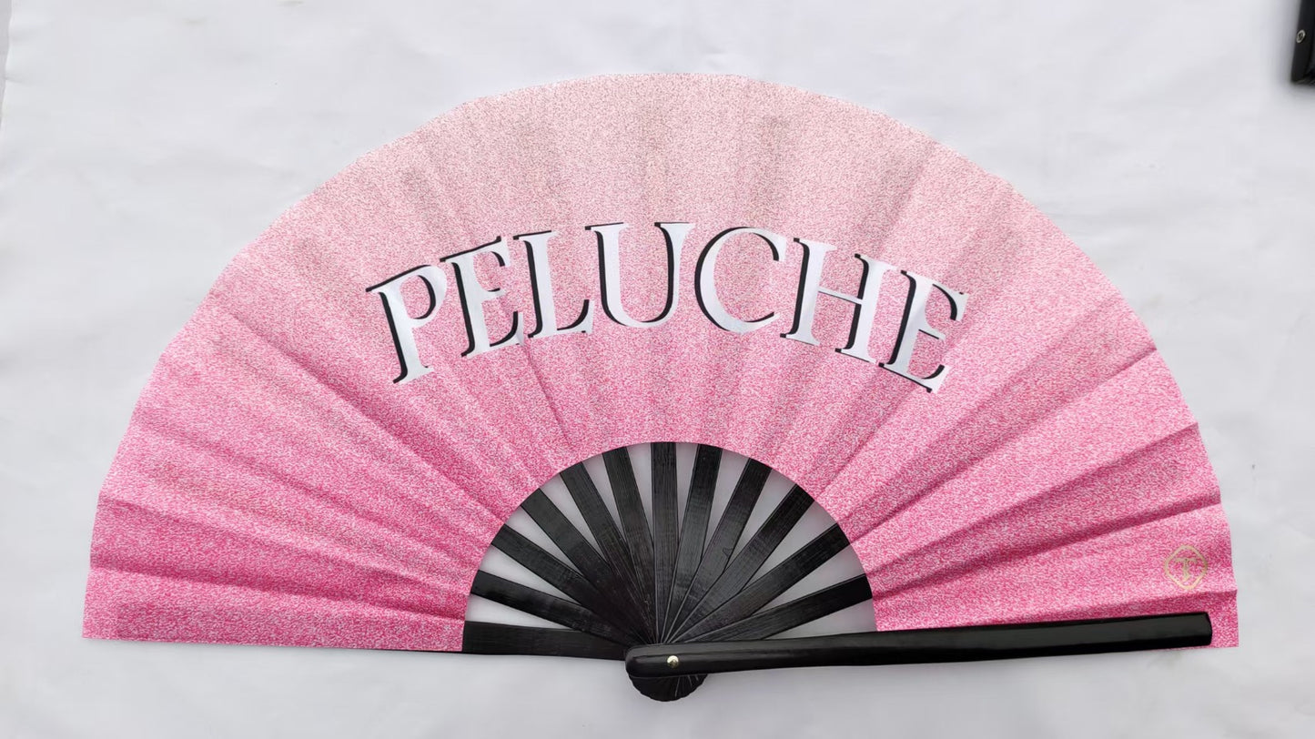 Peluche Pink Rave Hand Fans – Large Bamboo Folding Fan