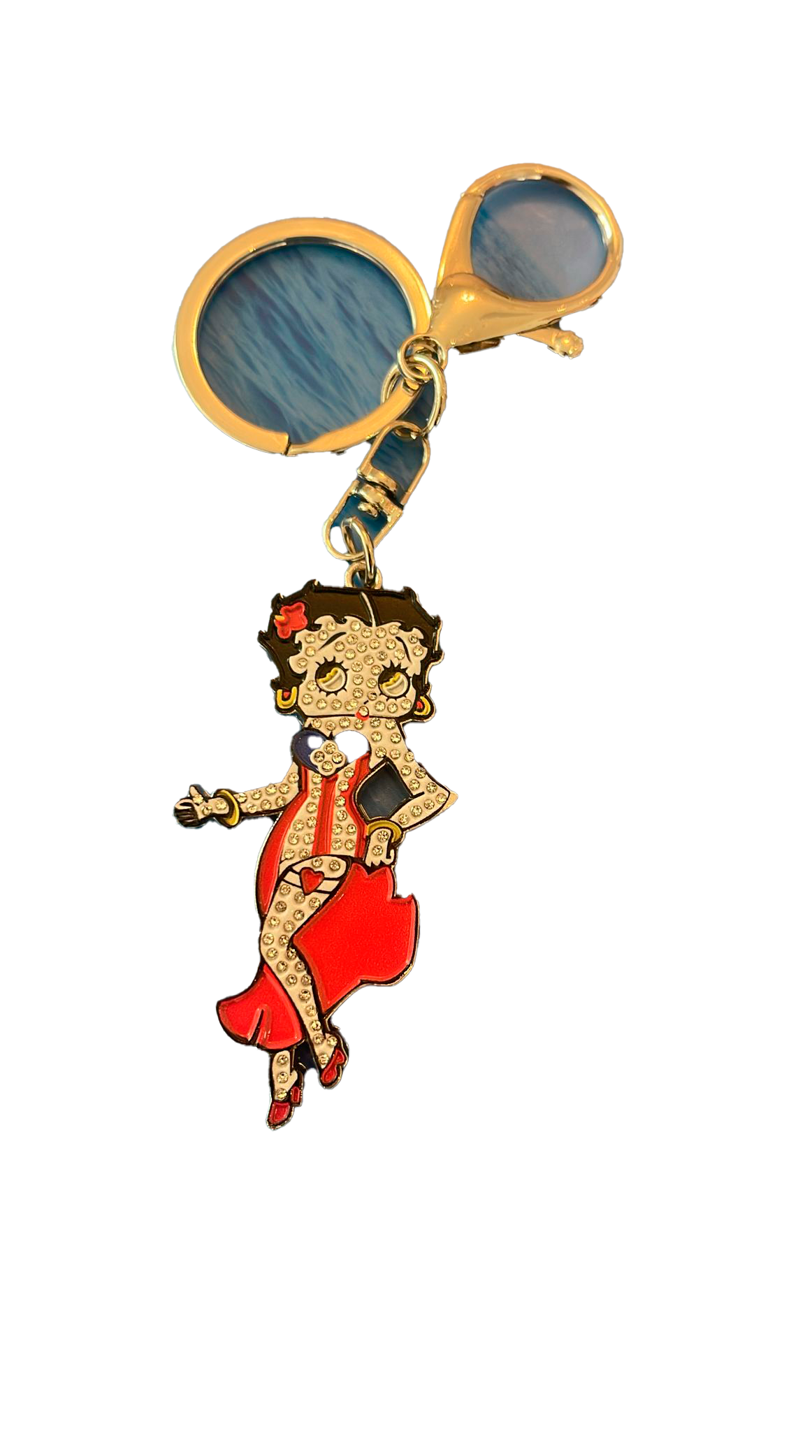 Betty Boo Sparkly Rhinestone Keychain for Women, Key Chains