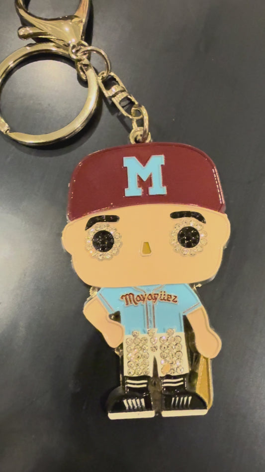 HeadzFlex Mayaguez Boy Keychain – Puerto Rico Alloy Pin with Crystals | Mayaguez Baseball Fan Gift