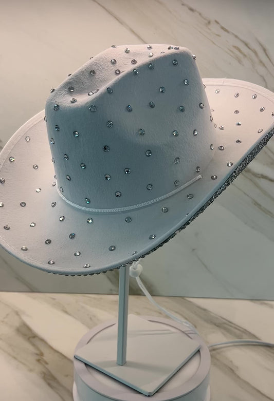 White Rhinestone Cowboy Hat – Sparkly Festival and Party Western Hat