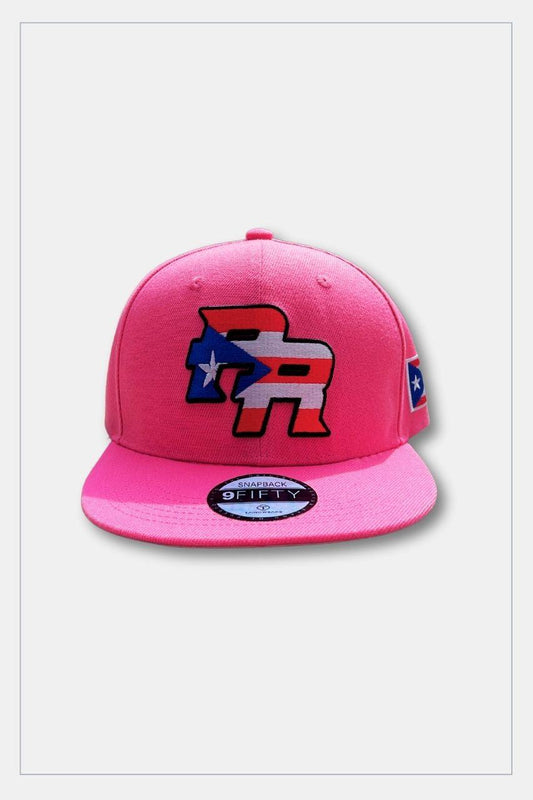 Puerto Rico Caps Exclusive Design Pink PR Flag Blue Red - Tainowears NYC