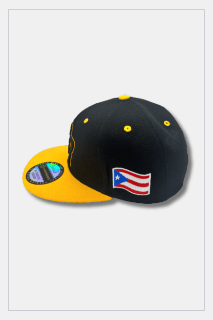 Puerto Rico Caps Exclusive Design PR Golden Yellow Black - Tainowears NYC