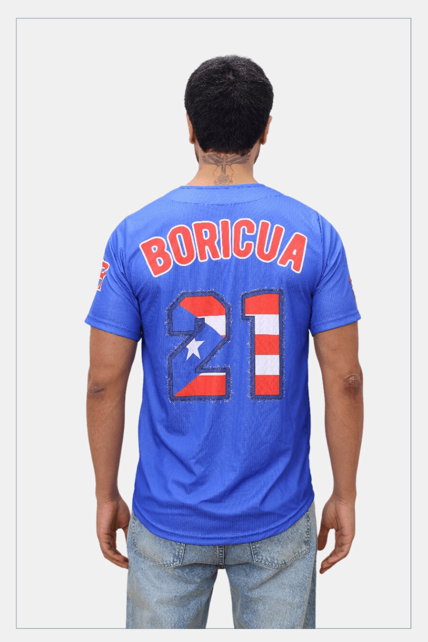 Puerto Rico Jersey Boricua 21 blue - Tainowears NYC