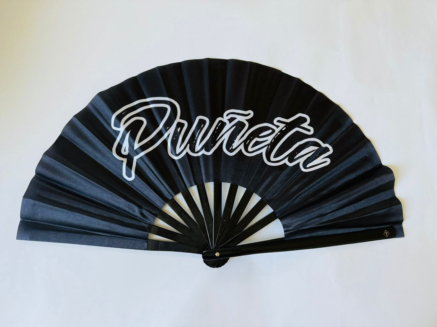 Puñeta Large Clack Fan – Black Bamboo Folding Festival Fan