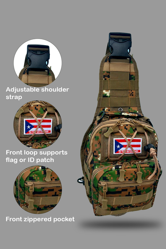 Tactical Military Shoulder Sling Bag – 5L Crossbody Chest Pack with Anti-Theft Zippers, Multiple Pockets, El Salvador  Flag Patch for Outdoor Use