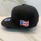 Puerto Rico Coqui Snapback Hat – Black Flat Brim Cap with Metal Stone Enamel Pin