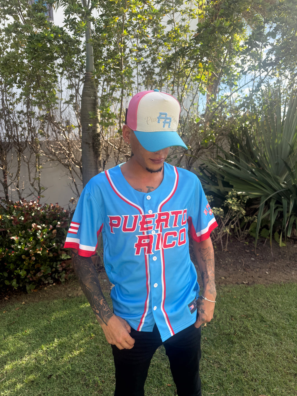 Puerto Rico Sorbet Curved Brim Snapback Hat – Off-White Pink Cap