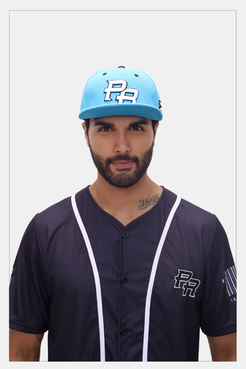 Puerto Rico PR Turquoise Flat Brim Snapback Hat – Embroidered Polyester Cap
