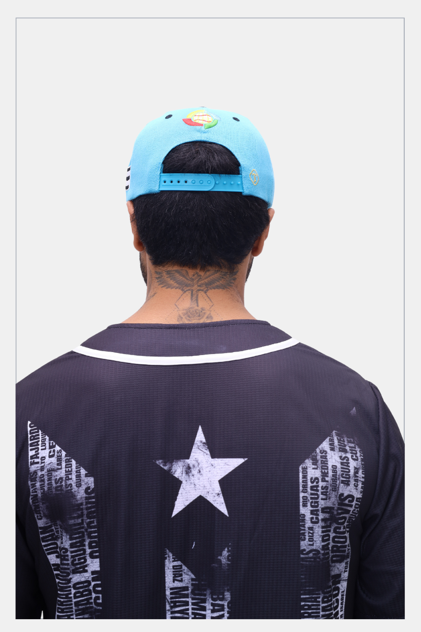 Puerto Rico PR Turquoise Flat Brim Snapback Hat – Embroidered Polyester Cap
