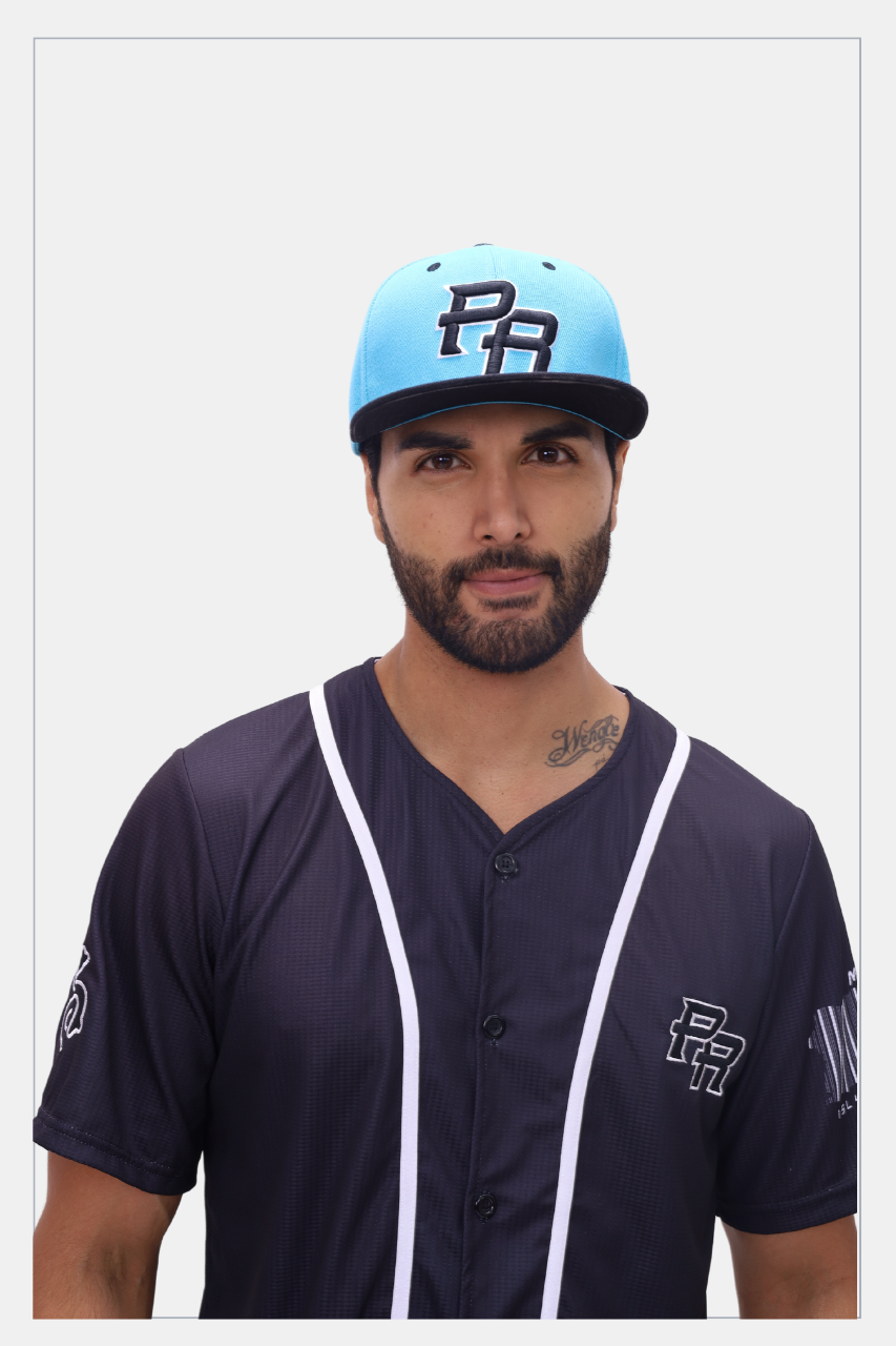 Puerto Rico PR Turquoise Black Flat Brim Snapback Hat – Embroidered Cap