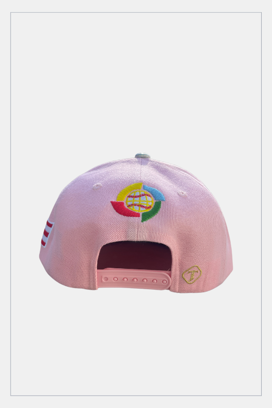 Puerto Rico Pink Metallic Hat - 5D Embroidered Flat Brim Snapback Cap