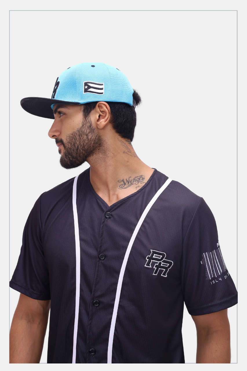 Puerto Rico PR Turquoise Black Flat Brim Snapback Hat – Embroidered Cap