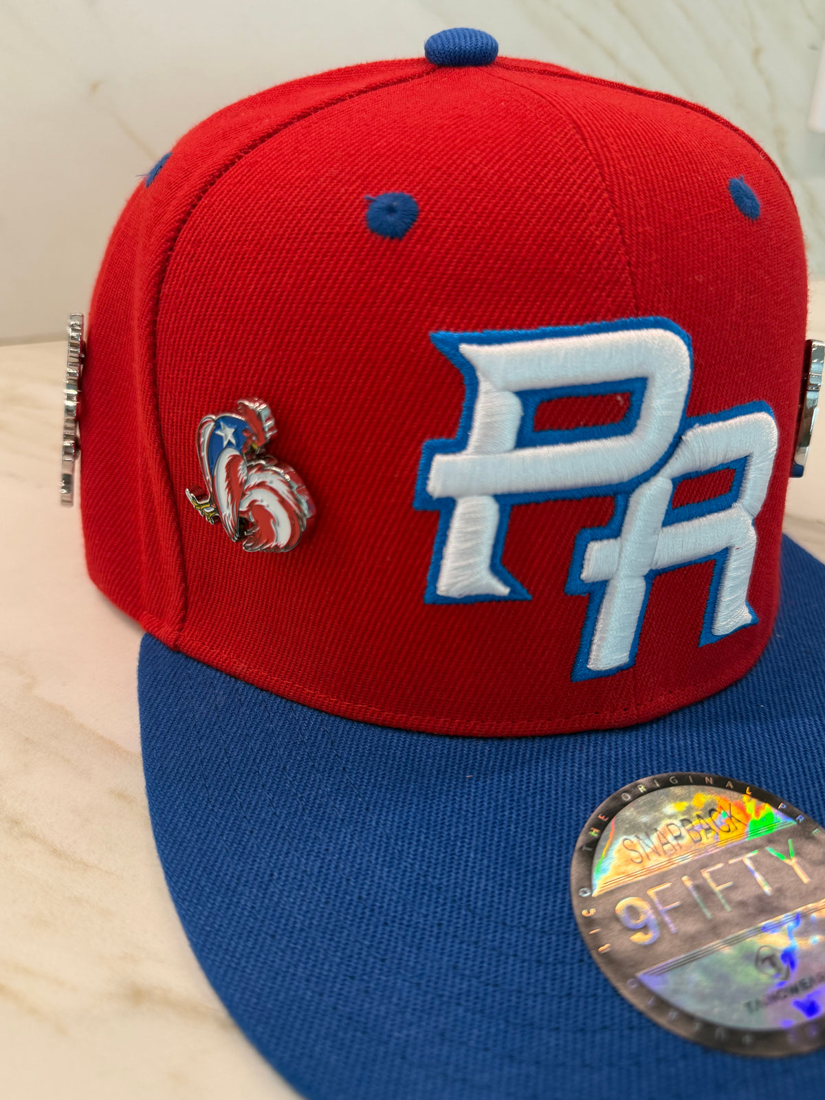 Puerto Rico Flag Snapback Hat – 5D Embroidery Blue Red Flat Brim Cap with Pin Set | Tainowears®