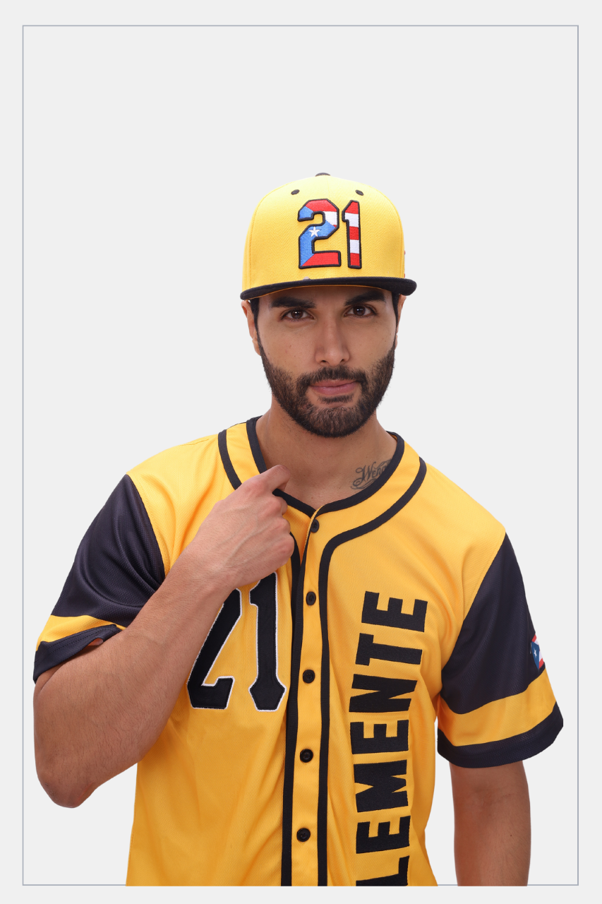 Puerto Rico 21 Yellow Black Flat Brim Snapback Hat – Flag Embroidered Cap