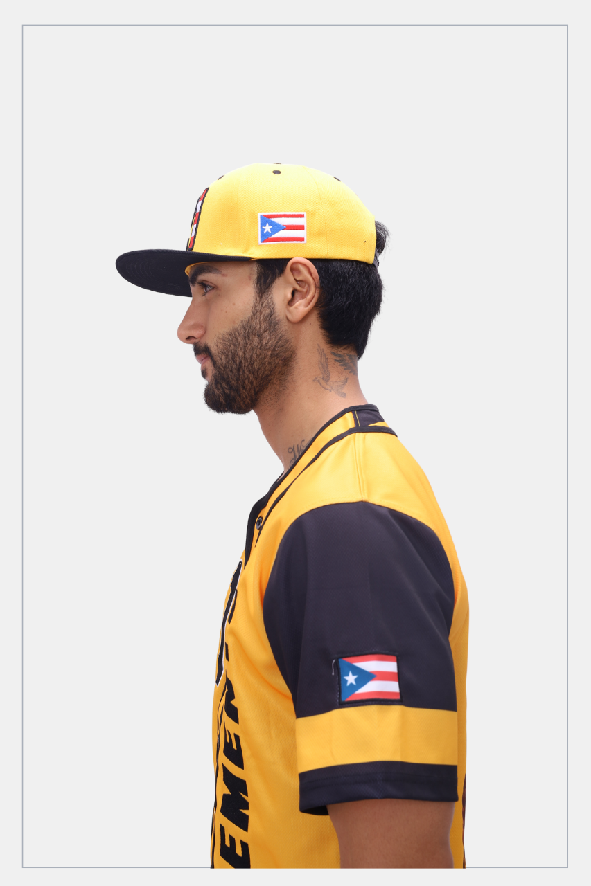 Puerto Rico 21 Yellow Black Flat Brim Snapback Hat – Flag Embroidered Cap