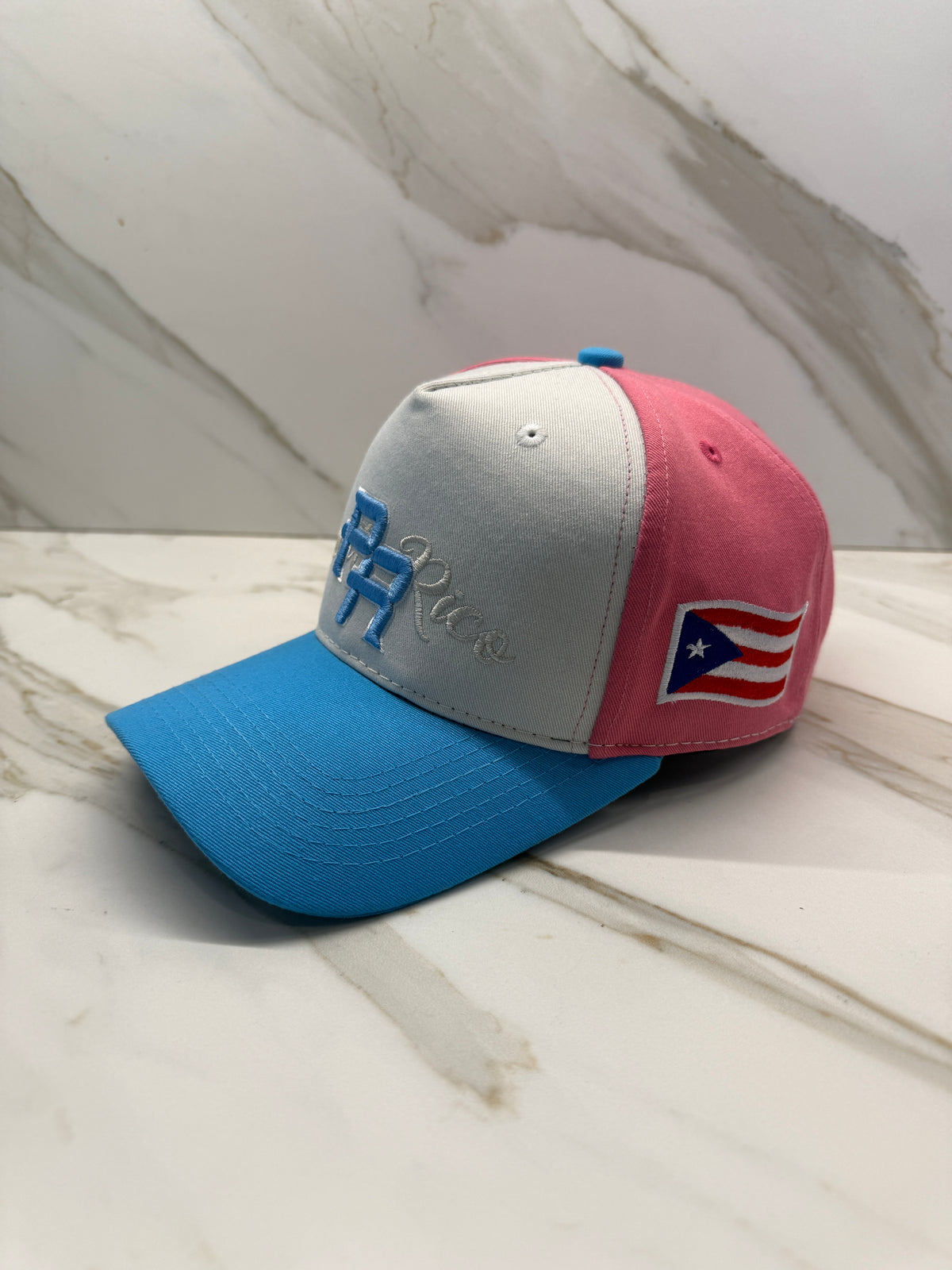 Puerto Rico Sorbet Curved Brim Snapback Hat – Off-White Pink Cap