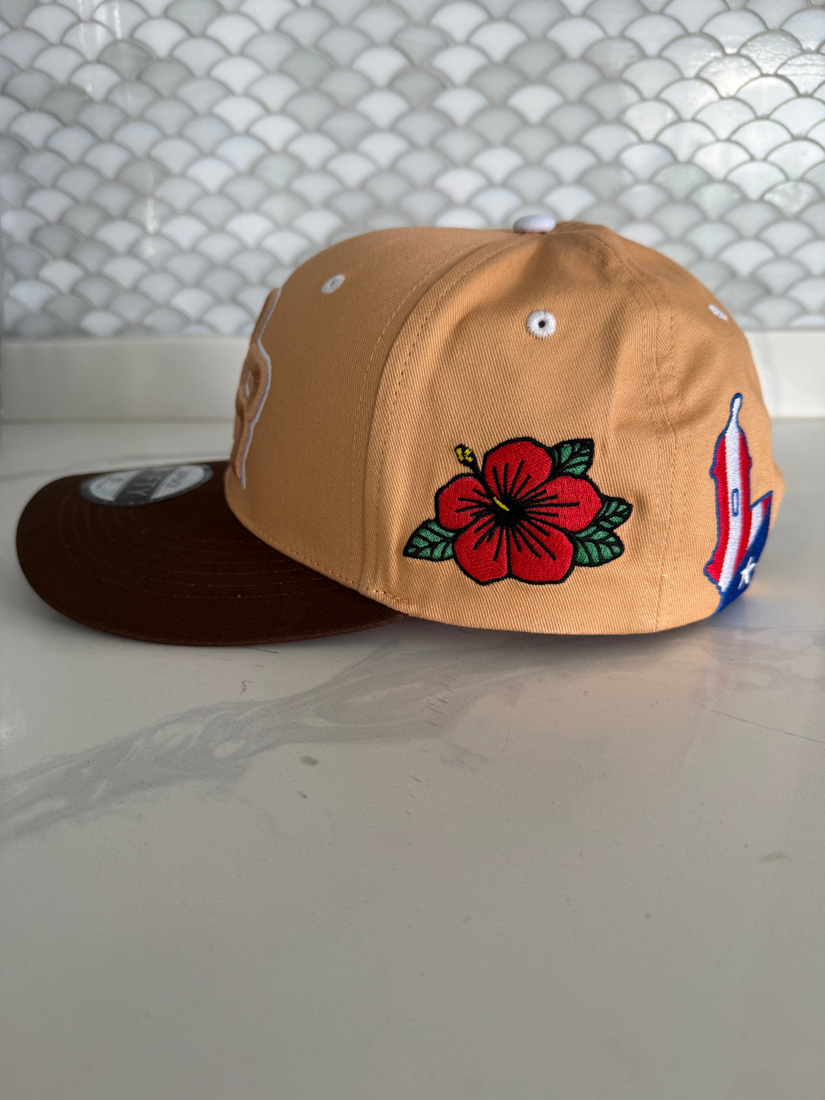 Puerto Rico Hat – Flor Maga Nude Brown Curved Brim Snapback