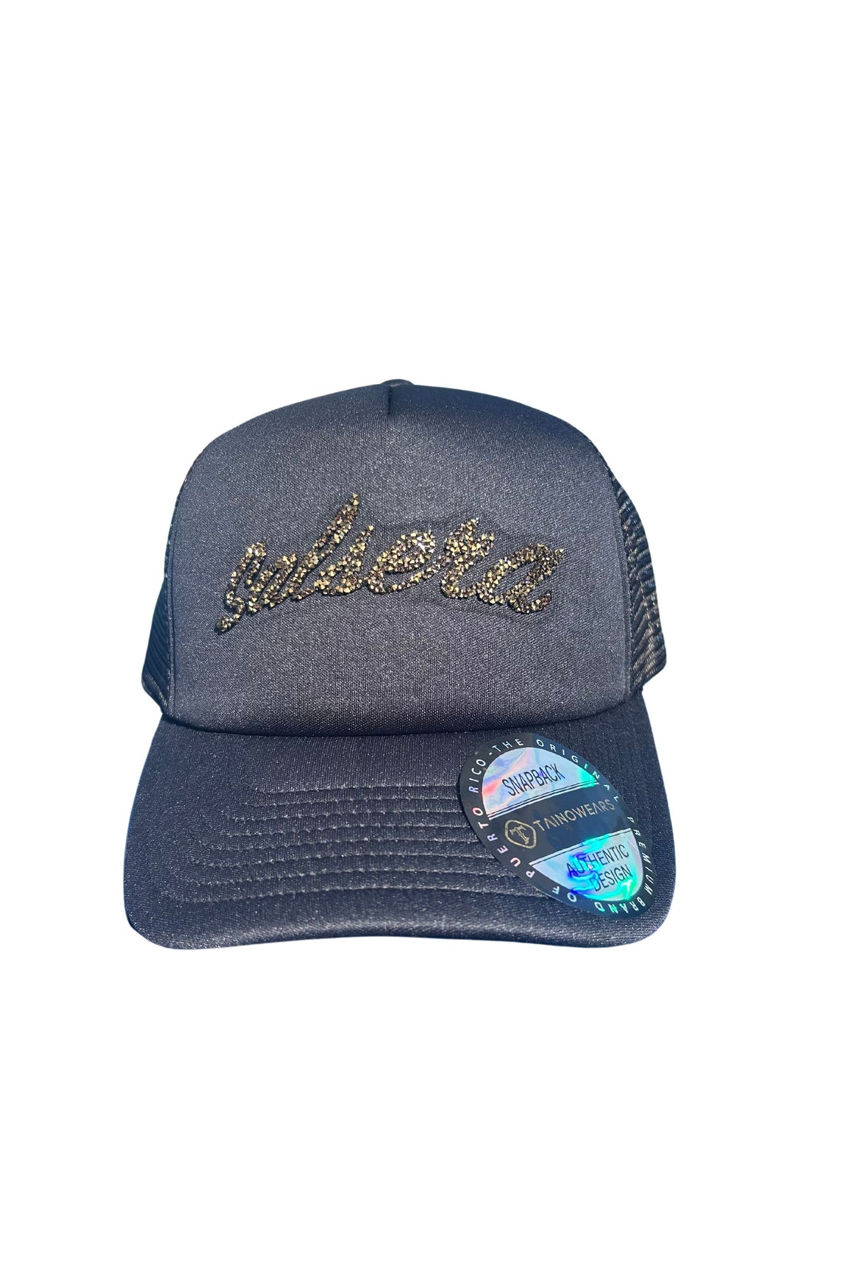 Salsera Trucker Hat – Gold Embroidered Salsa Cap with Timbales