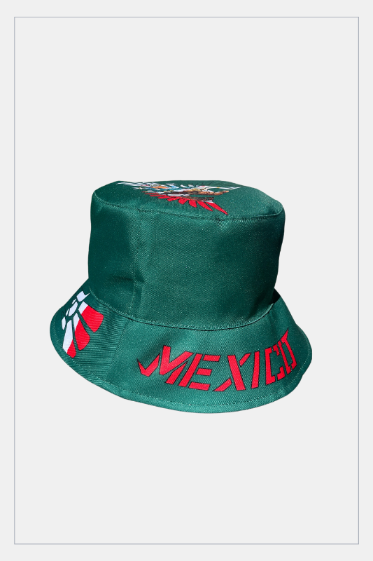 TAINOWEARS Mexico Bucket Hat – Green Design, Mexican Flag & Eagle, Sun Protection