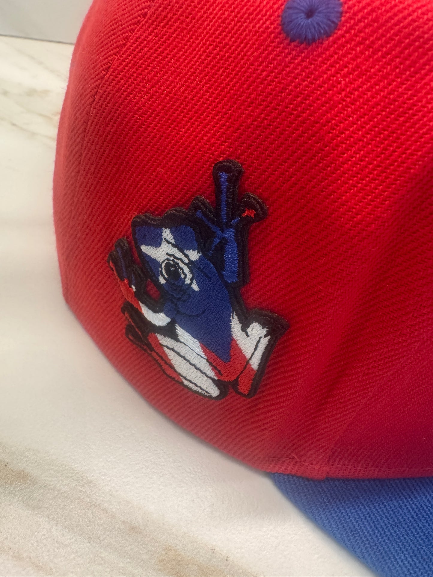 Puerto Rico Snapback Hat Red/Blue – Raised PR Embroidery + Flag Patch + Coquí Patch
