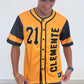 Clemente 21 Yellow Baseball Jersey – Puerto Rico Tribute Button Jersey