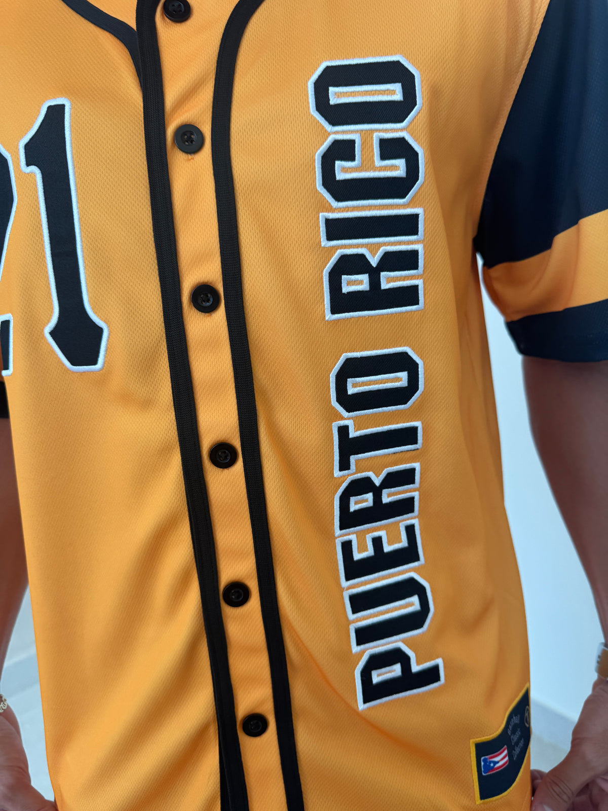 Clemente 21 Yellow Baseball Jersey – 3000 Hits Puerto Rico Tribute