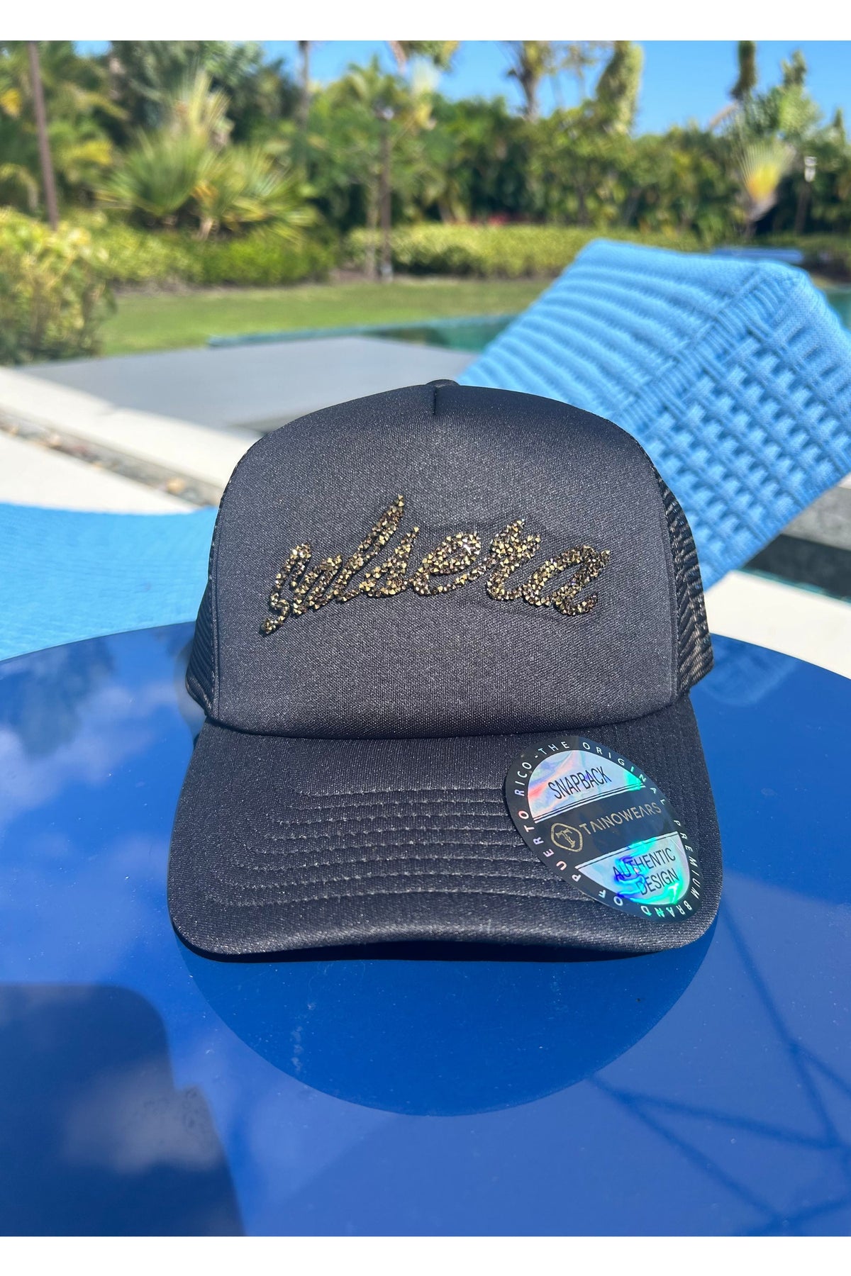 Salsera Trucker Hat – Gold Embroidered Salsa Cap with Timbales