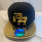 Puerto Rico PR Gold Snapback Hat – Metallic Logo Flat Brim Cap with Gold Visor & Flag Patch | Adjustable Premium Streetwear Cap