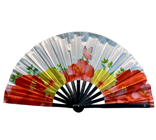 Tropical Hibiscus Butterfly Folding Fan – Bamboo Clack Hand Fan