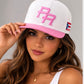 Puerto Rico PR Pink & White Snapback Cap – Embroidered Flat Brim Hat