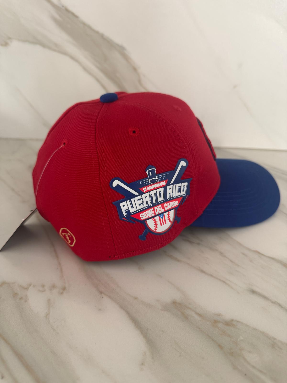 Puerto Rico PR Red Blue Curved Brim Snapback Hat – Raised Embroidered Cap