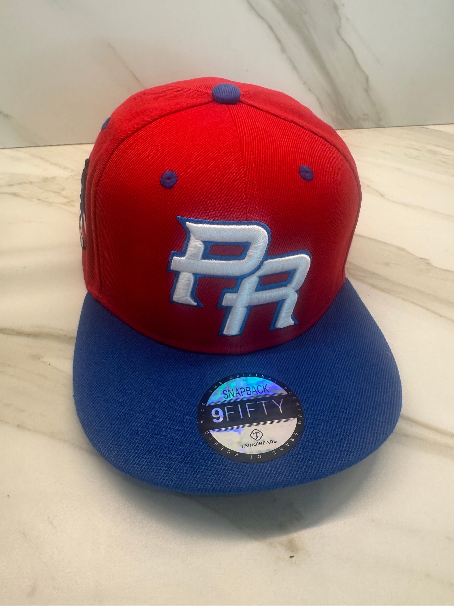 Puerto Rico Snapback Hat Red/Blue – Raised PR Embroidery + Flag Patch + Coquí Patch