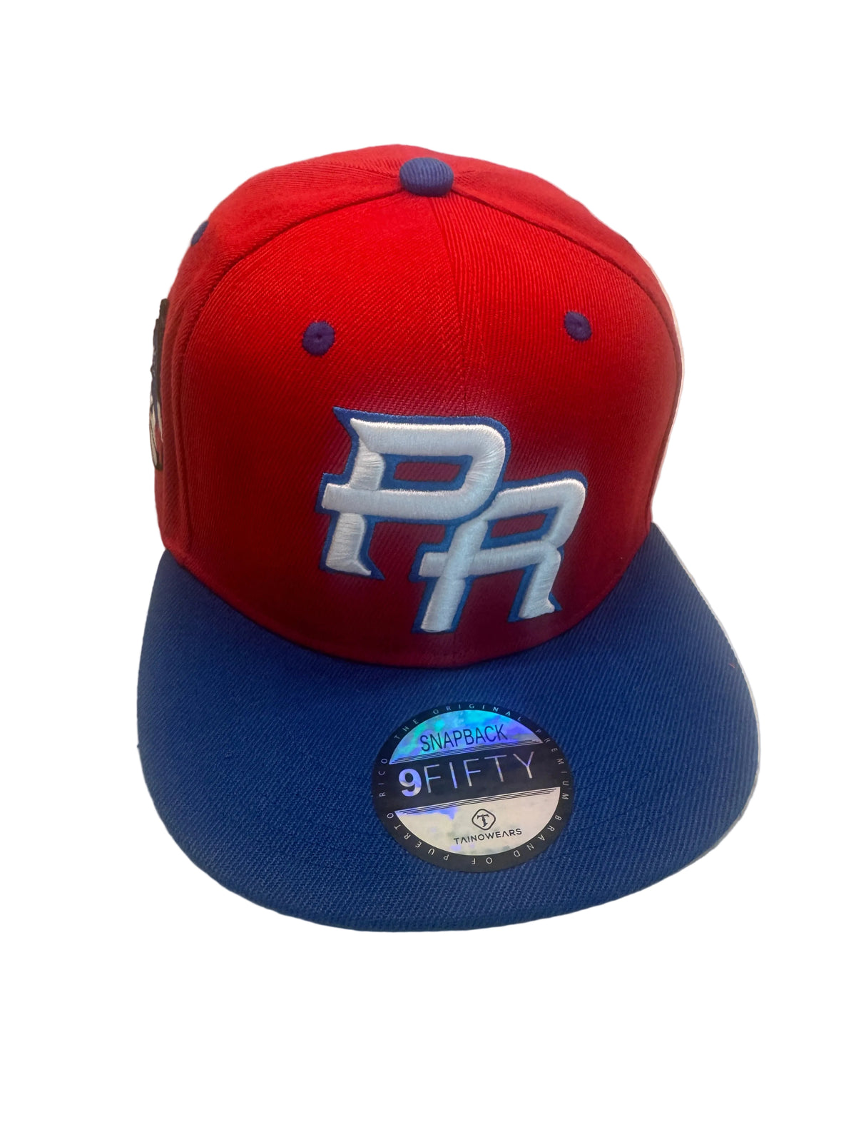 Puerto Rico PR Red & Blue Snapback Hat – Raised Embroidery with Flag and Coquí Patches