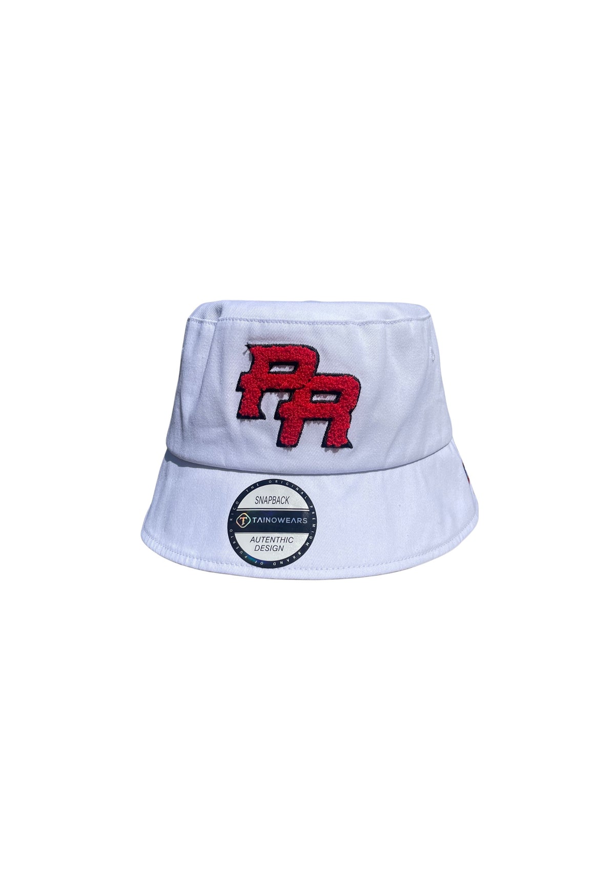 Puerto Rico White Bucket Hat | PR Chenille Cotton Hat