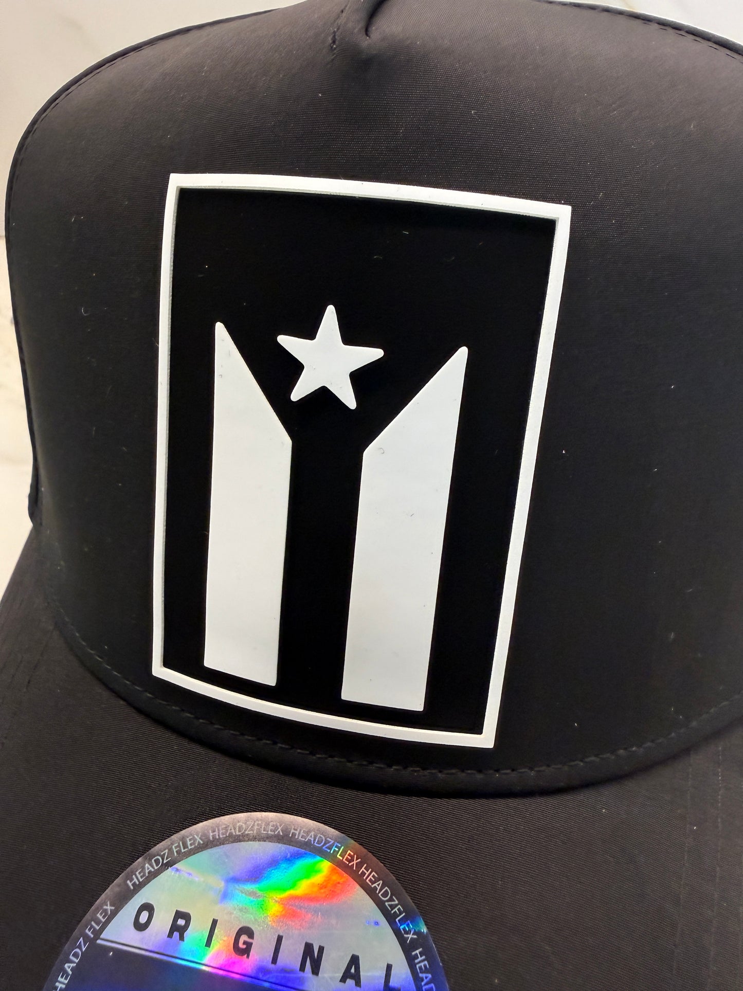 Puerto Rico Black Flag Water-Resistant Snapback Hat – Adjustable Perforated Cap