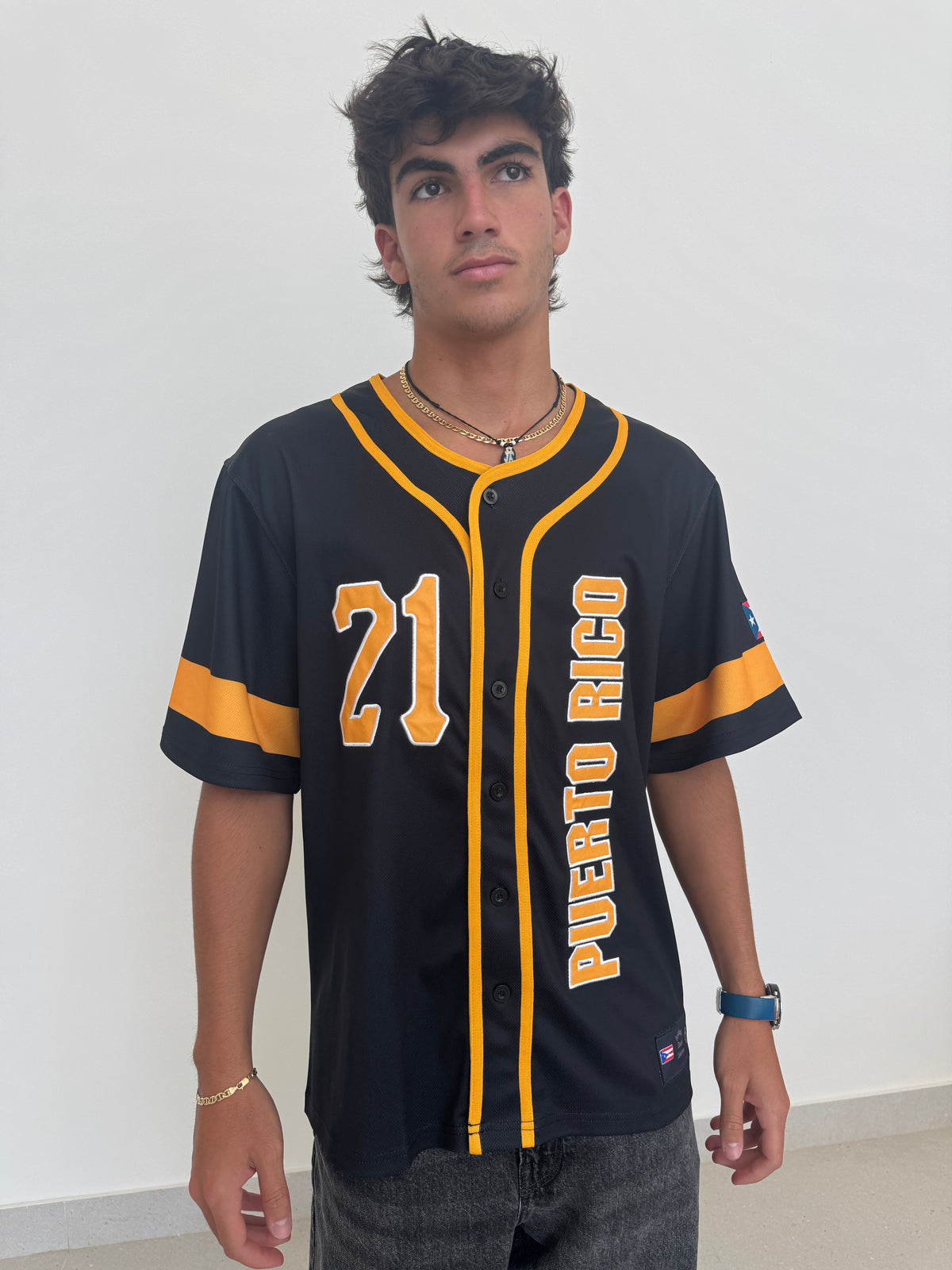 Clemente 21 Puerto Rico Baseball Jersey – 3000 Hits Tribute Button Jersey
