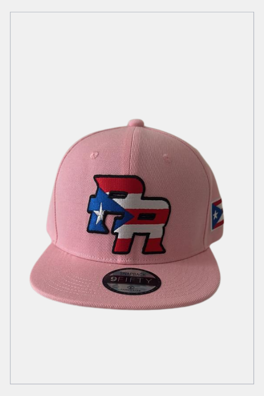 Pink Puerto Rico Snapback Cap – Adjustable Flatbill Hat with PR Flag Embroidery | Boricua Streetwear
