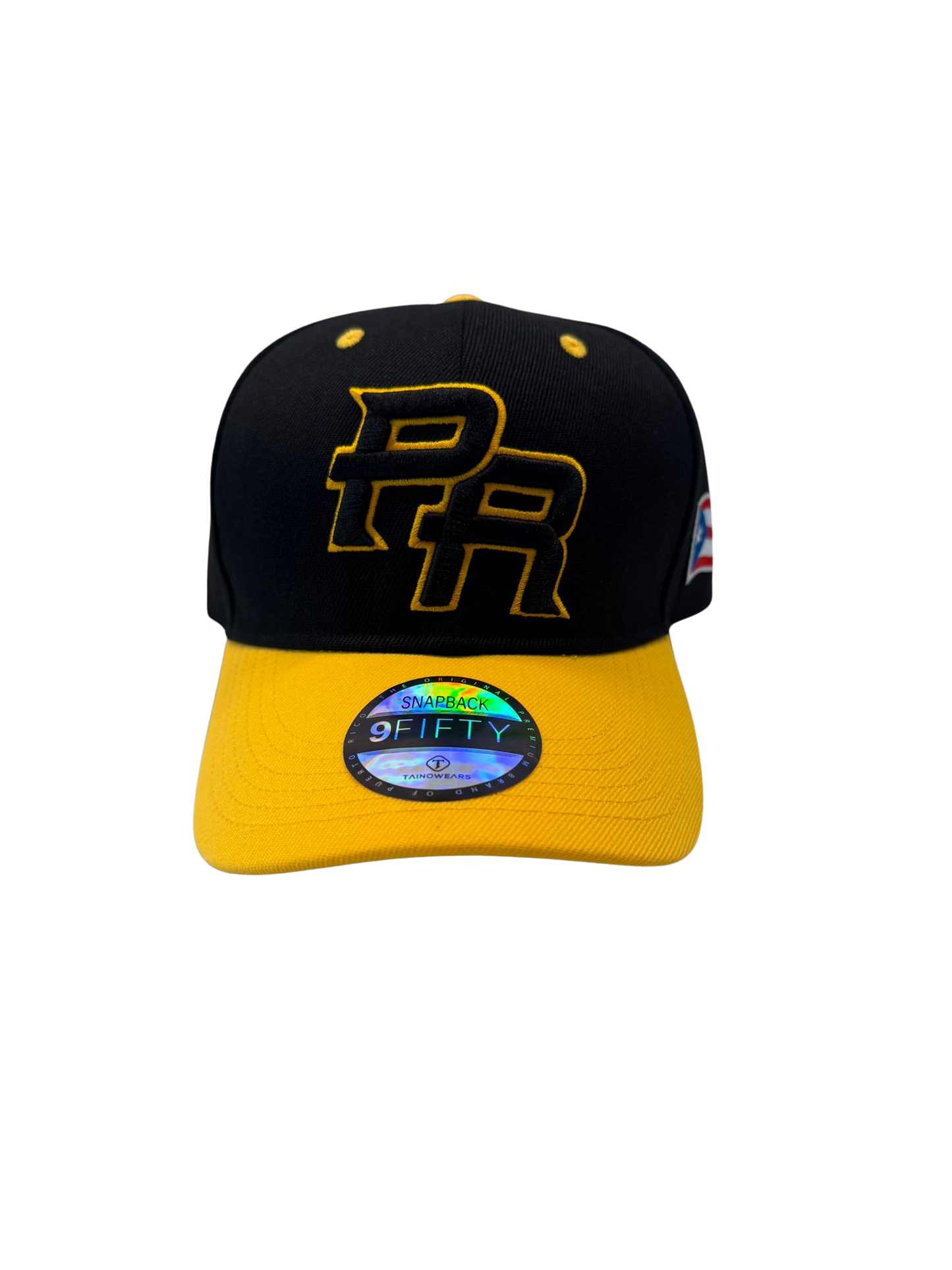 Puerto Rico PR 5D Embroidered Snapback – Curved Brim Black/Yellow